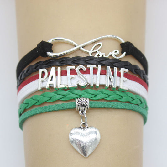 Braccialetto con ciondolo "Infinity Love Palestine" Palestina