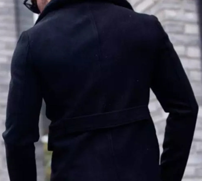 Cappotto con collo in pelliccia, giacca da uomo