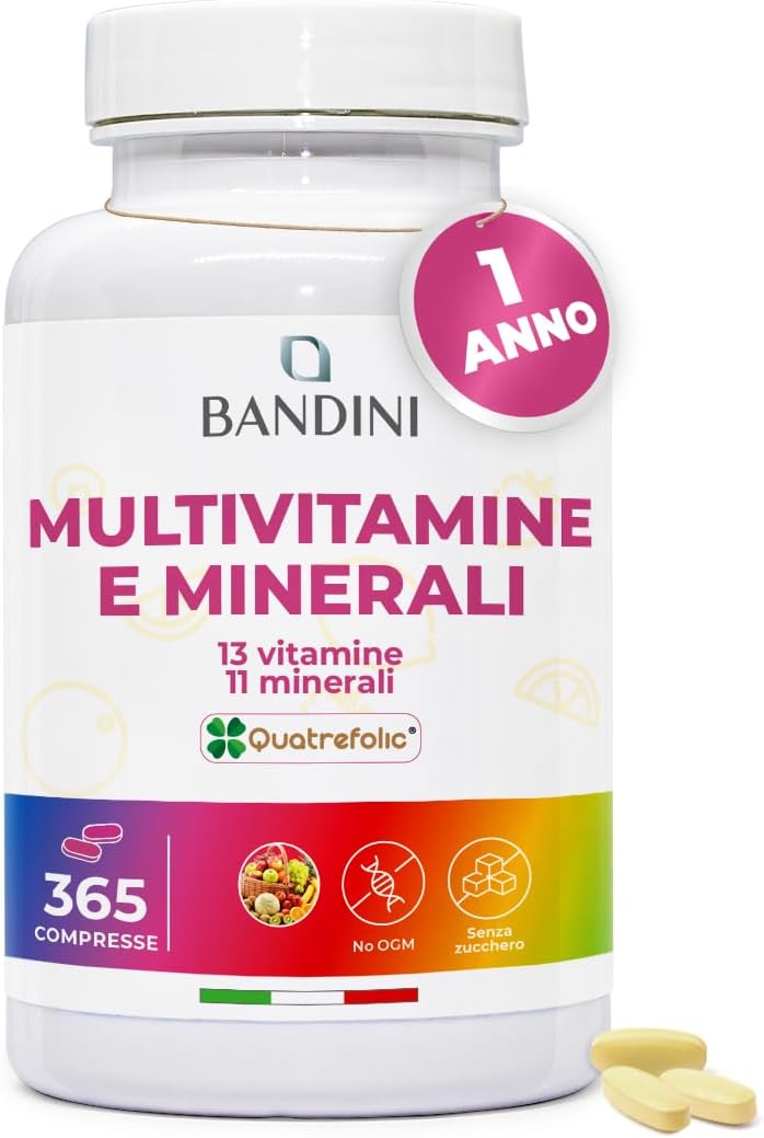 Bandini® Complete Multivitamin 365 Tablets (1 Year Escort) – Multivitamin Complex Supplement with 13 Vitamins and 11 Minerals – Multi-Vitamin Complex for Men and Women – Made in Italy