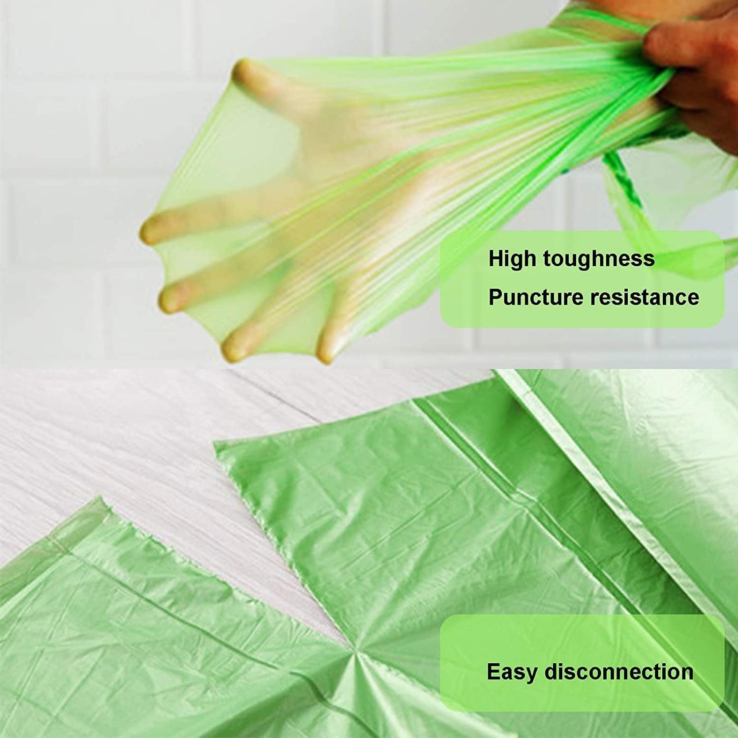Organic Waste Bags, Garbage Bags 5L 80 Pieces, Thick Biodegradable Waste Bags for Kitchen/Office Household Waste/Garden (Green)