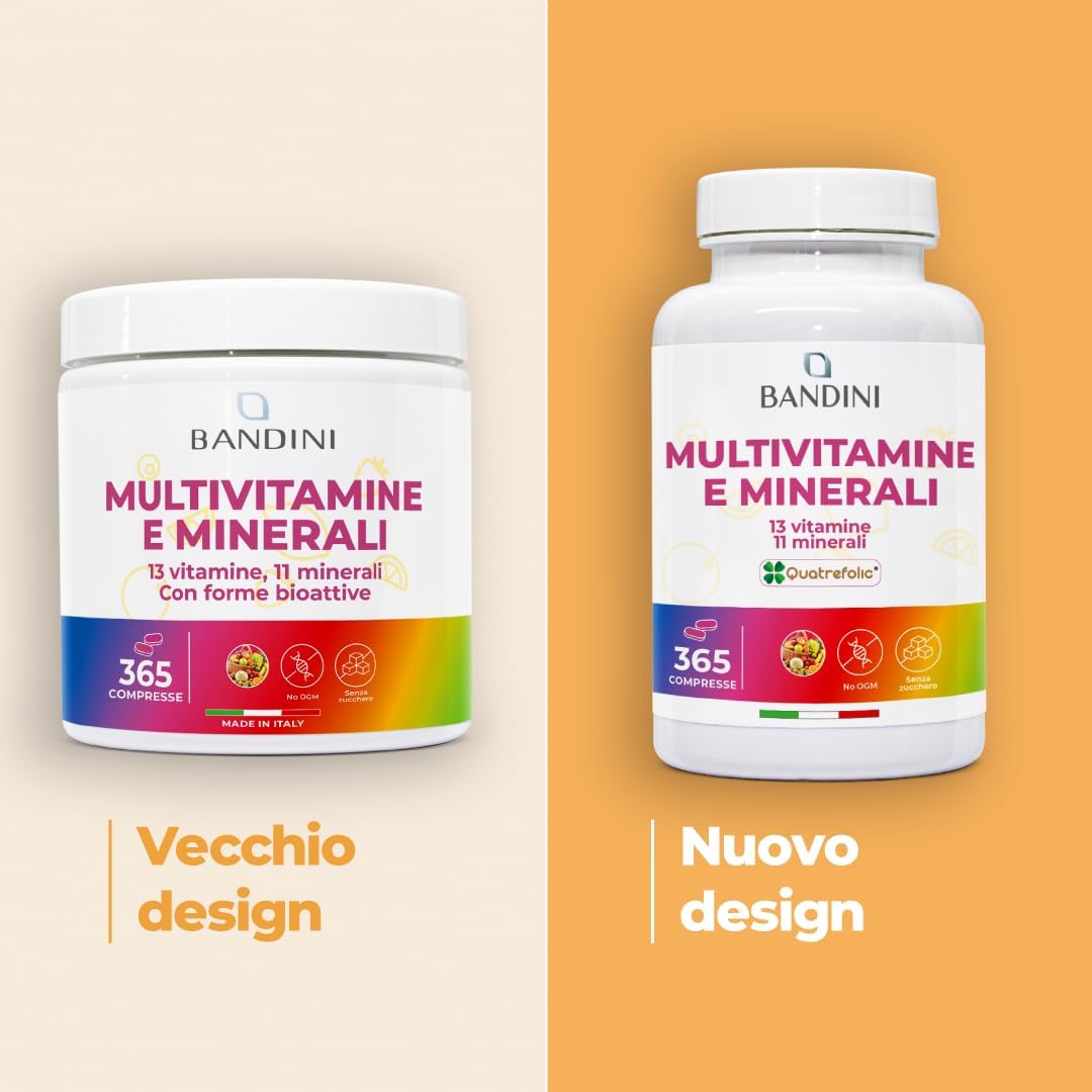 Bandini® Complete Multivitamin 365 Tablets (1 Year Escort) – Multivitamin Complex Supplement with 13 Vitamins and 11 Minerals – Multi-Vitamin Complex for Men and Women – Made in Italy