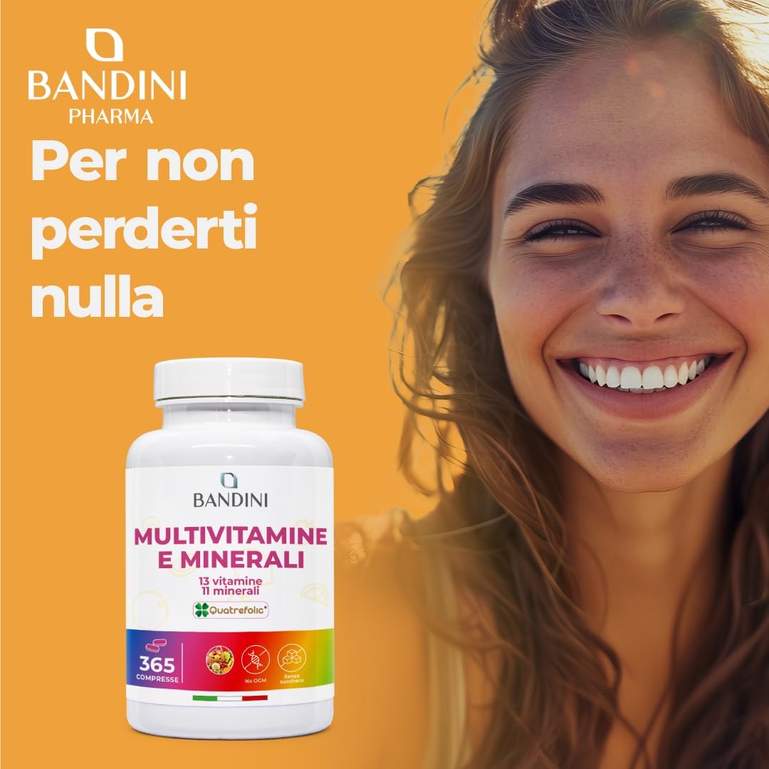 Bandini® Complete Multivitamin 365 Tablets (1 Year Escort) – Multivitamin Complex Supplement with 13 Vitamins and 11 Minerals – Multi-Vitamin Complex for Men and Women – Made in Italy