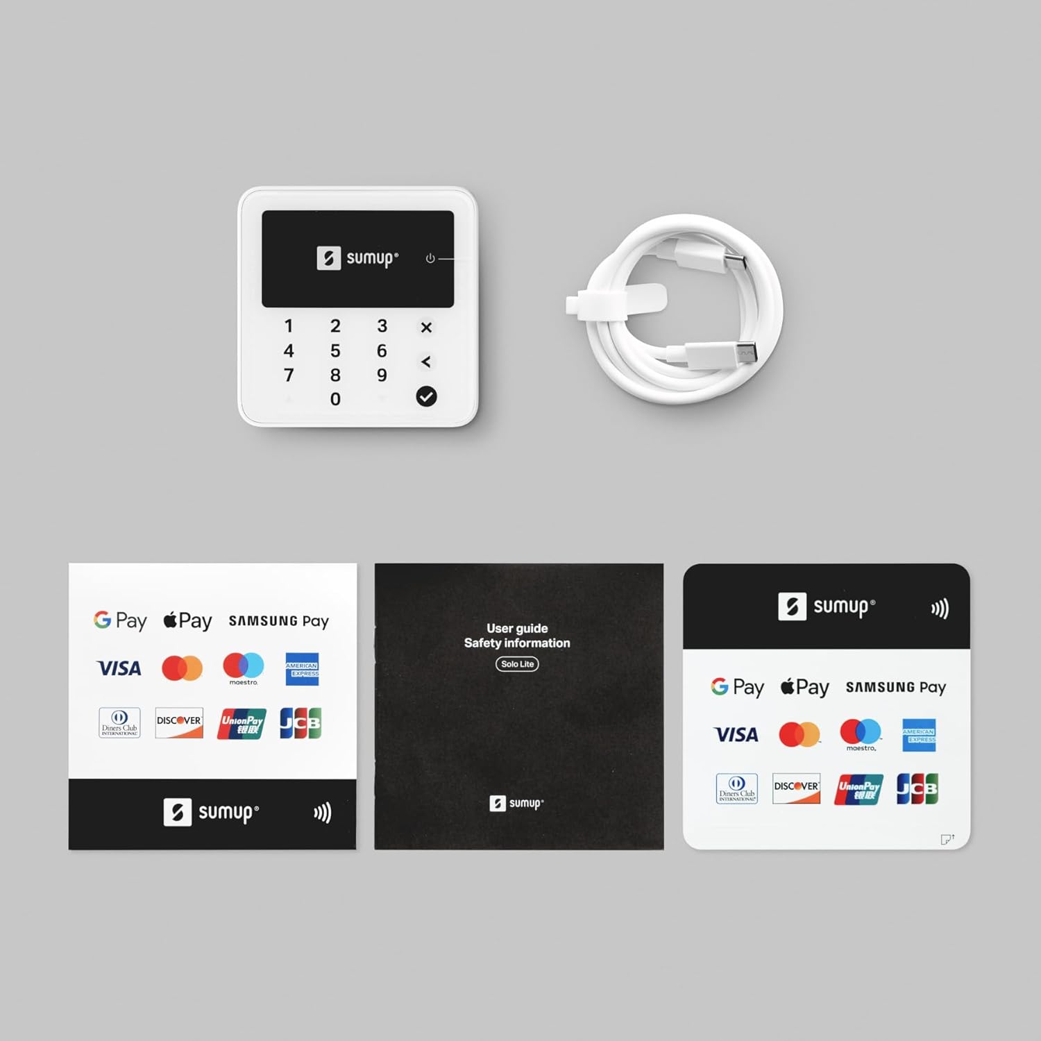 SUMUP Solo Lite POS Portable for Contactless Payments, Compatible with Smartphone, Tablet and Desktop, Bluetooth Connection, Accepts Cards and Digital Payments, White