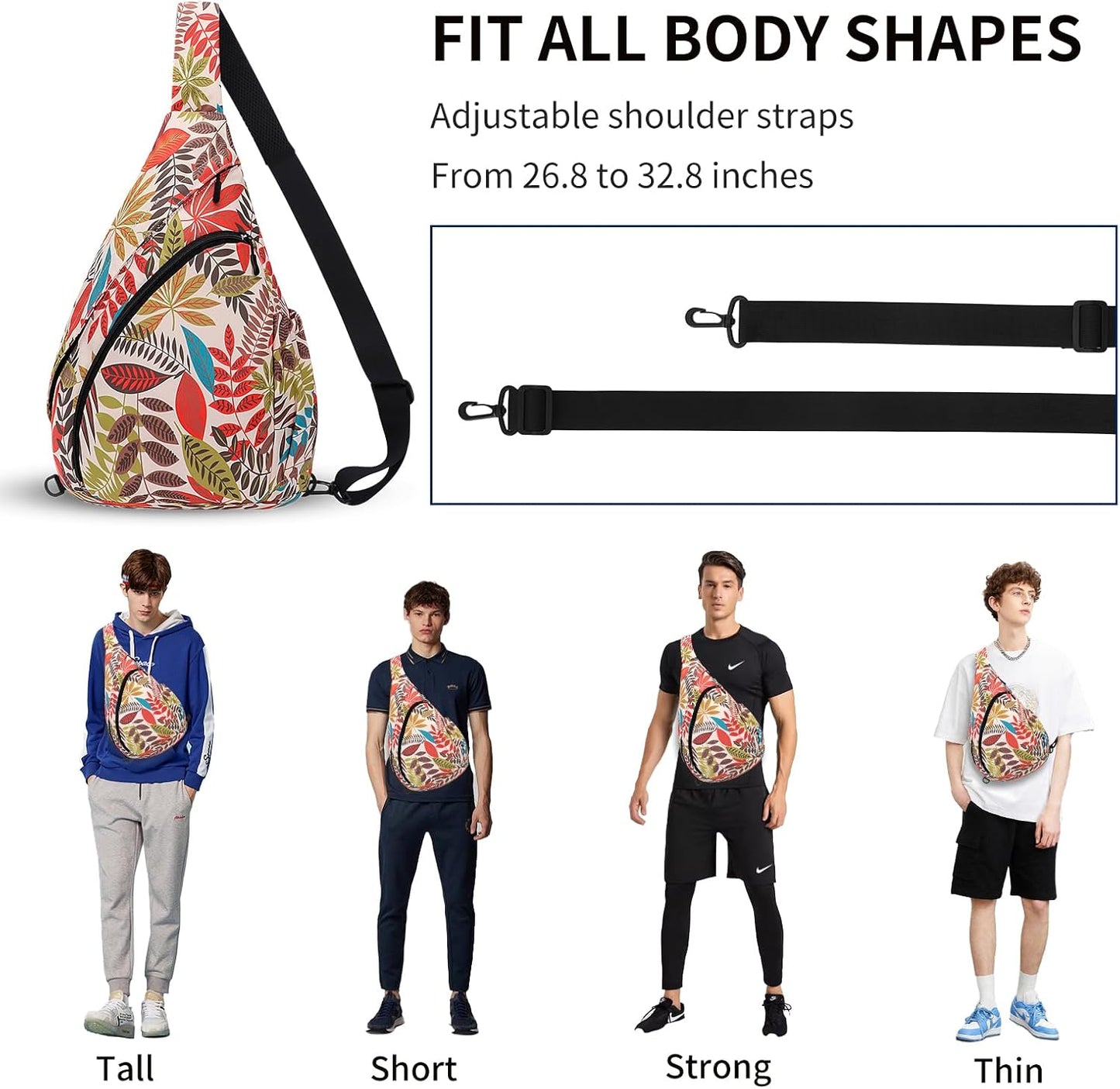 HUA ANGEL Sling Bag for Women Men Unisex Shoulder Bag on Chest Ultra Light Chest Pack Sports Work Travel School Outdoor Running