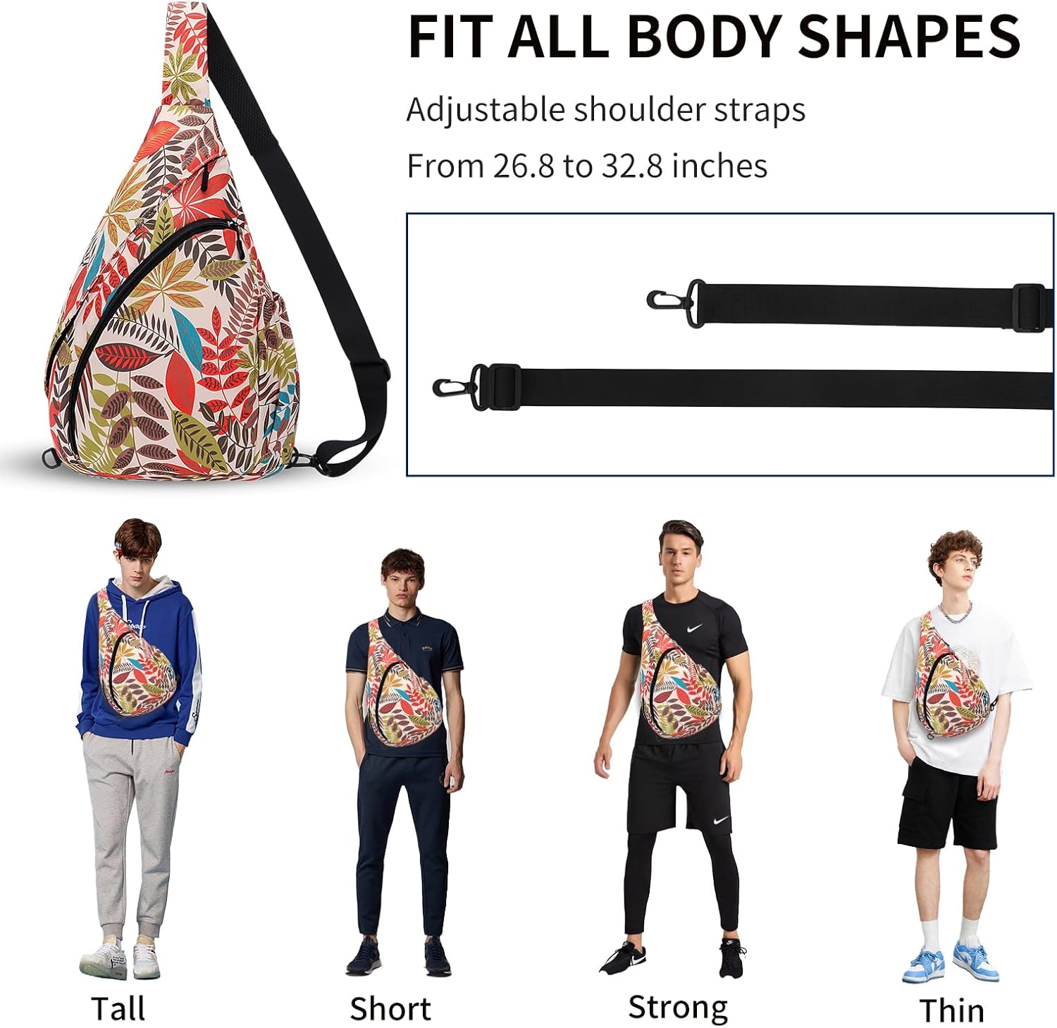 HUA ANGEL Sling Bag for Women Men Unisex Shoulder Bag on Chest Ultra Light Chest Pack Sports Work Travel School Outdoor Running