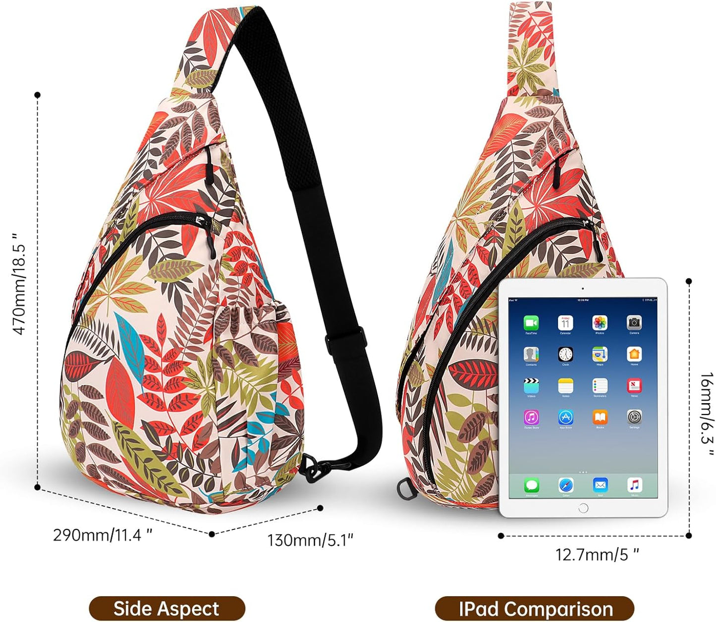 HUA ANGEL Sling Bag for Women Men Unisex Shoulder Bag on Chest Ultra Light Chest Pack Sports Work Travel School Outdoor Running