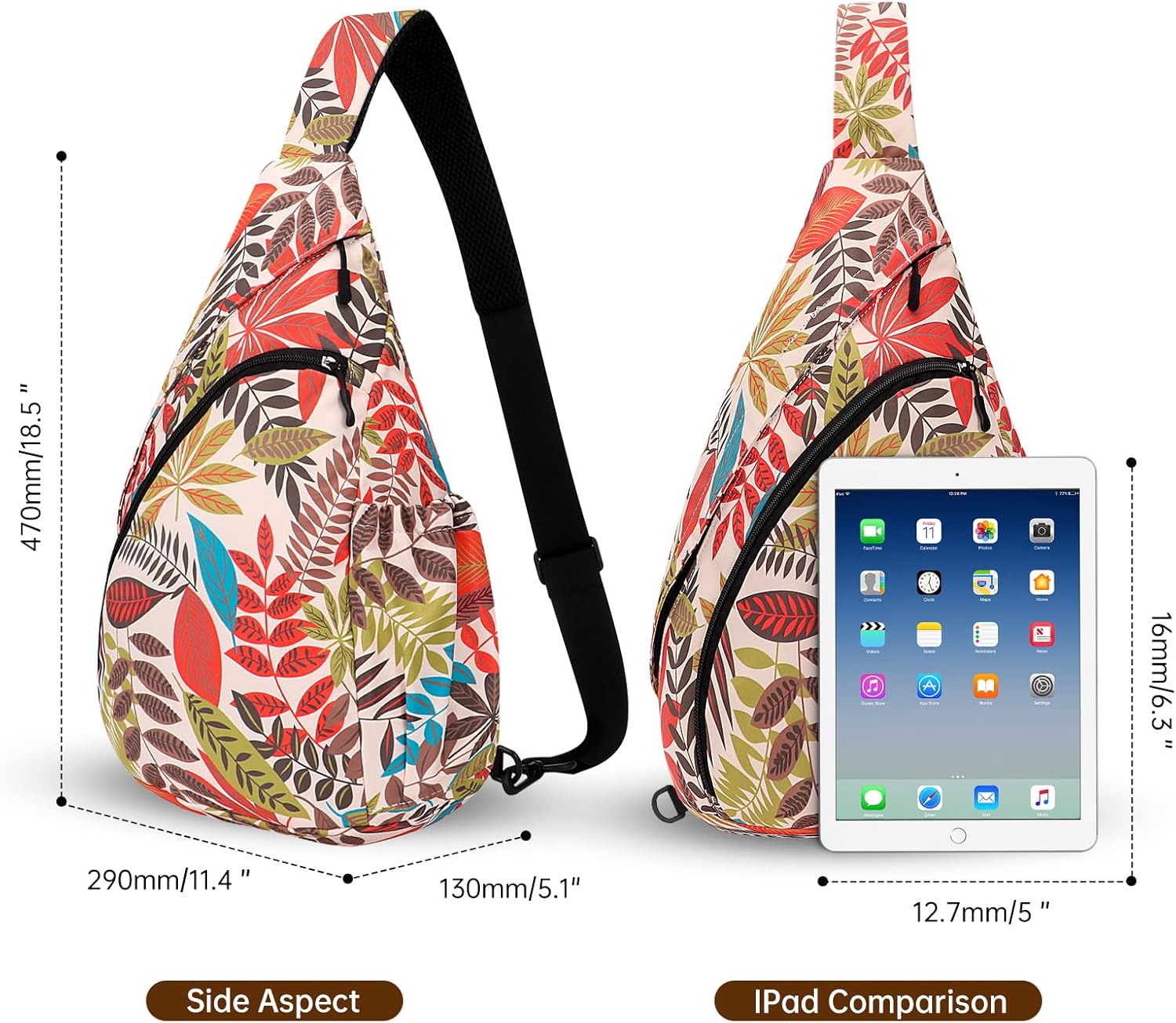 HUA ANGEL Sling Bag for Women Men Unisex Shoulder Bag on Chest Ultra Light Chest Pack Sports Work Travel School Outdoor Running