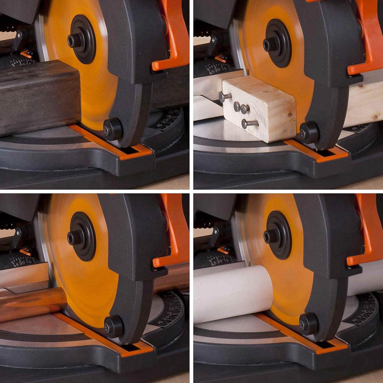 Evolution Power Tools R210Cms Multi-Material Radial Mitre Saw, 210 Mm, 230 V, Multicoloured, 42 x 29 x 32 cm, Idle speed 3750 rpm, Maximum cutting angle: 45°