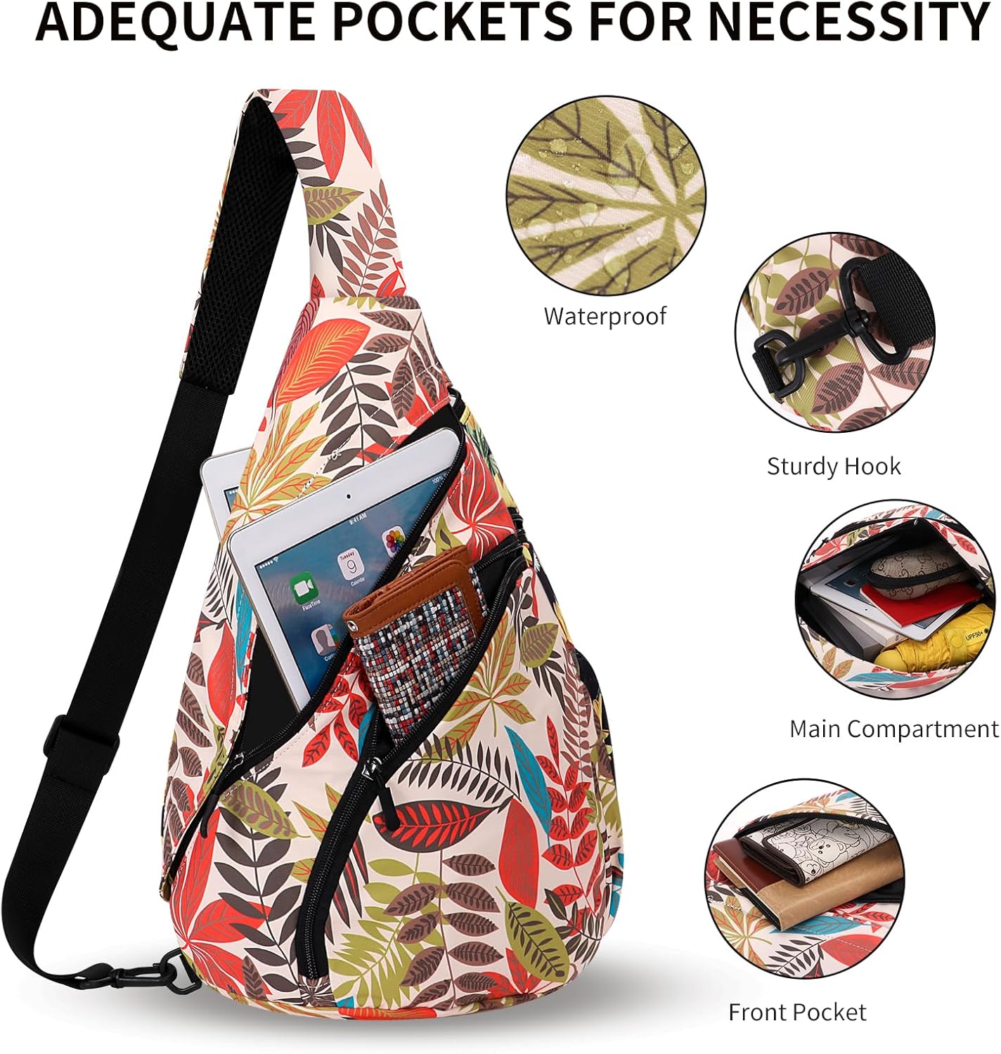 HUA ANGEL Sling Bag for Women Men Unisex Shoulder Bag on Chest Ultra Light Chest Pack Sports Work Travel School Outdoor Running