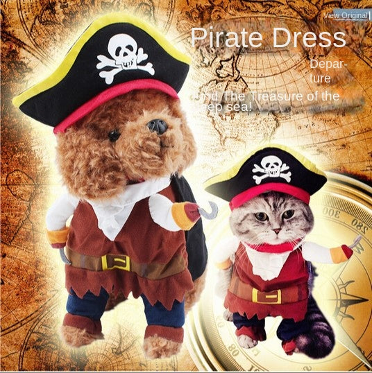 Set di vestiti per cani trasformabili da pirata, vestiti per cani trasformabili da pirata, vestiti per cani di peluche per Hallowee Costumi di Natale
