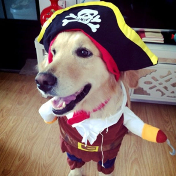Set di vestiti per cani trasformabili da pirata, vestiti per cani trasformabili da pirata, vestiti per cani di peluche per Hallowee Costumi di Natale