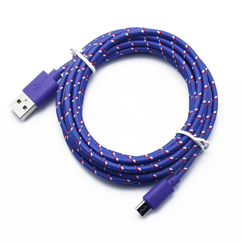 Cavo di ricarica Micro USB 1M 2M 3M in nylon intrecciato per Samsung Sony Xiaomi Android Phone