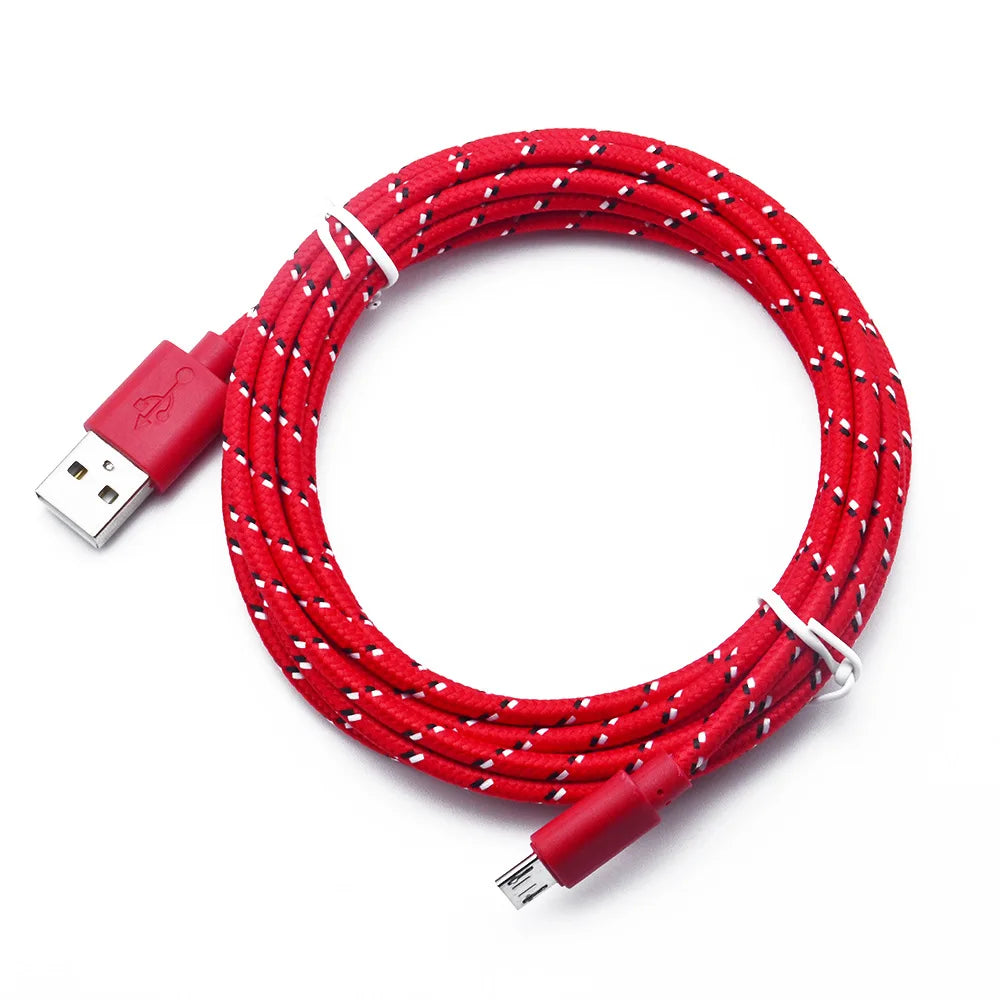 Cavo di ricarica Micro USB 1M 2M 3M in nylon intrecciato per Samsung Sony Xiaomi Android Phone