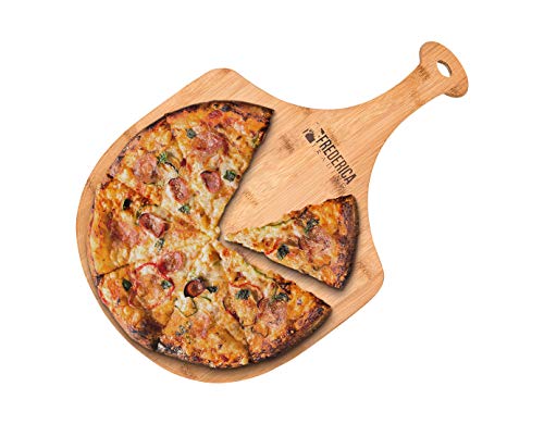 Pala per pizza e tagliere in bambù naturale di alta qualità (per pizza, frutta, verdura, formaggio)