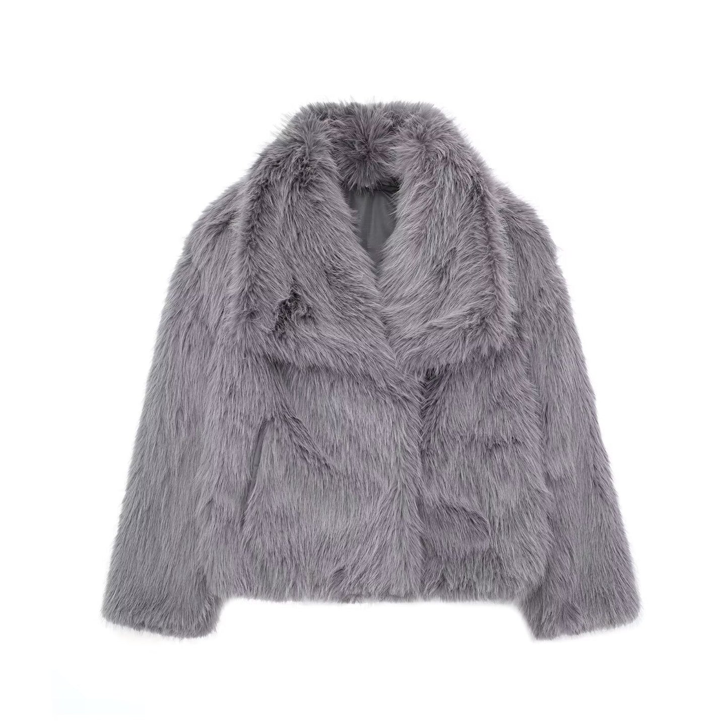 Cappotto invernale in peluche, moda, caldo, spesso, soffice, con risvolto, capispalla casual, top a maniche lunghe, abbigliamento da donna