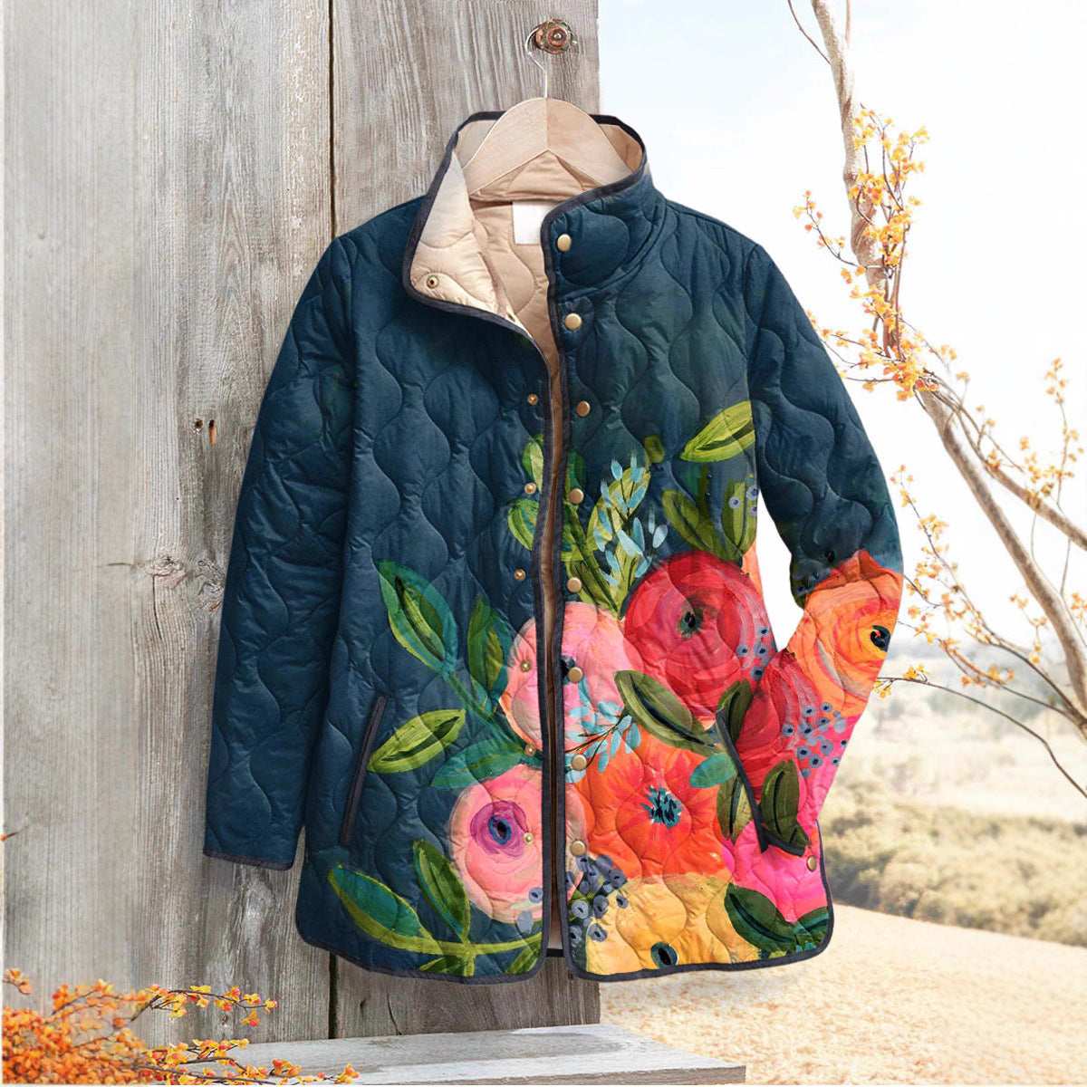 Nuovo maglione da donna con colletto rialzato, bottoni, autunno e inverno, in cotone sfumato