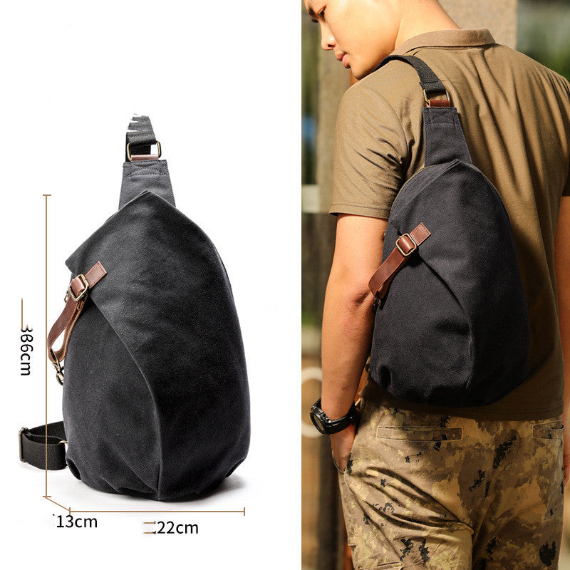 Zaino a Tracolla Uomo, in Tela e Pelle Stile Vintage Casual