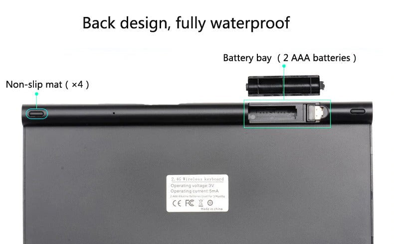 Set di mini tastiera e mouse ottico wireless da 2,4 GHz